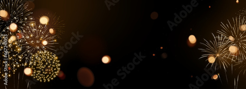 Fireworks banner, New Year border, background