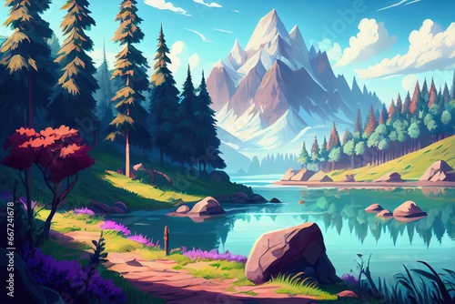 Enchanting natural landscapes with anime-inspired artistry