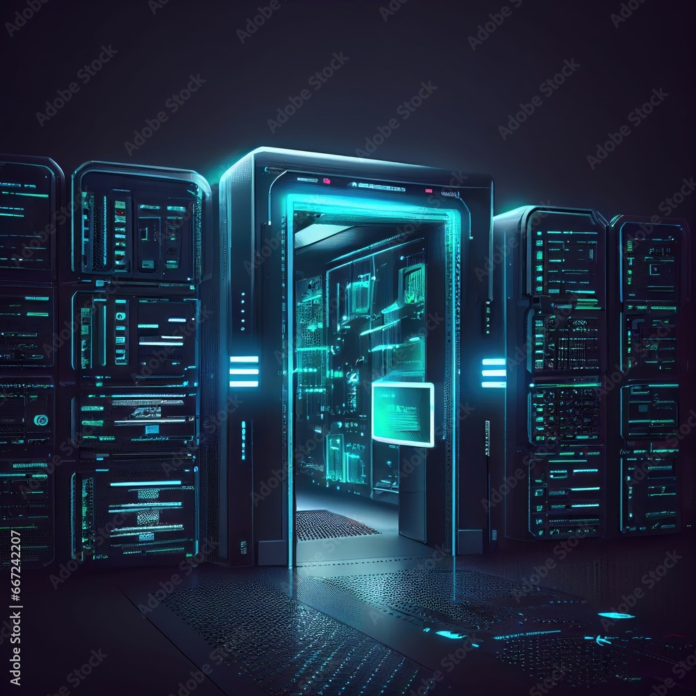 Modern high security servers and quantum computer data center Modern high security servers and quantum computer data center