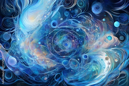 A digital painting that visualizes 'cosmic consciousness,' featuring interconnected