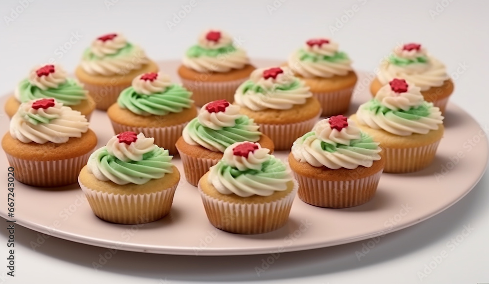 Festive Christmas Tree-Shaped Cupcakes - Created with Generative AI Tools