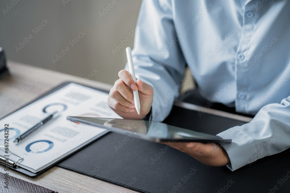 Business people working on digital tablet technology data communication. Business people working on digital tablet technology data communication.
