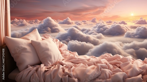 Sunset Dreamscape: Cushioned Comfort Above the Clouds