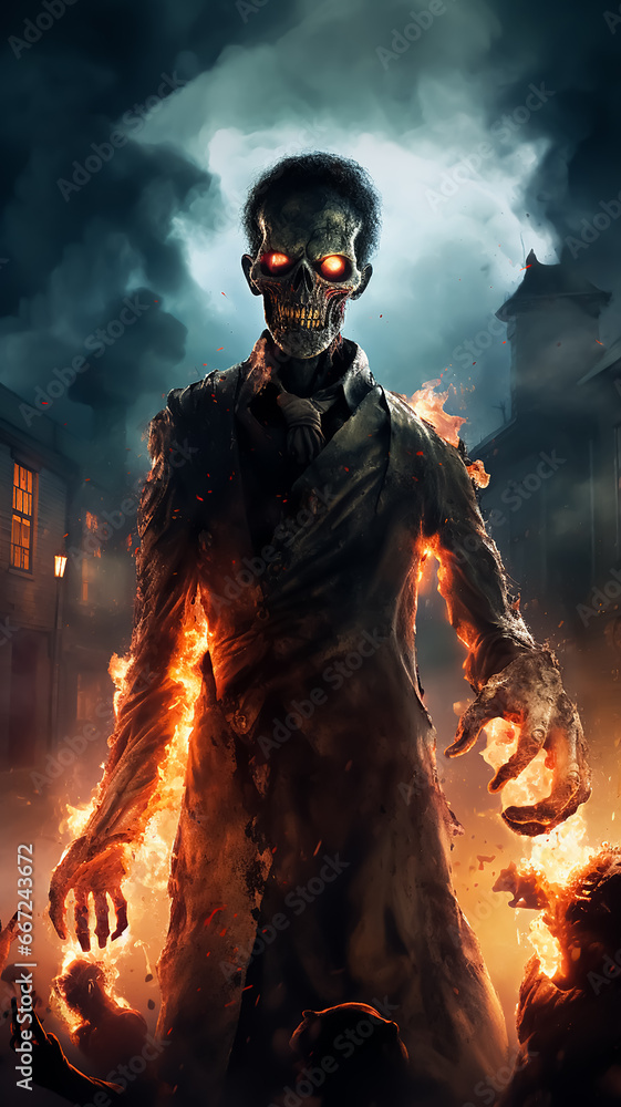 Dead Zombie skeleton came from dead land, Halloween time Dead Zombie skeleton came from dead land, Halloween time