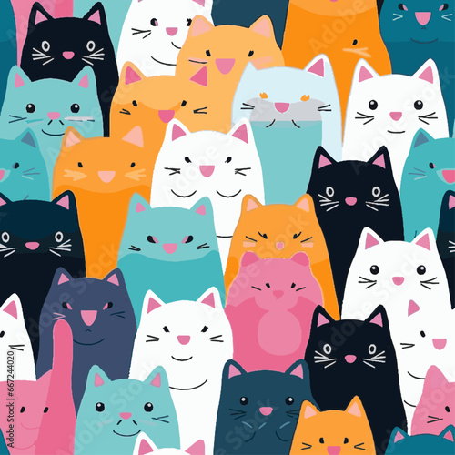 Photography seamless pattern with cats