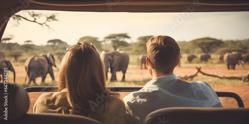 couple on vacation in the African savanna © Demencial Studies