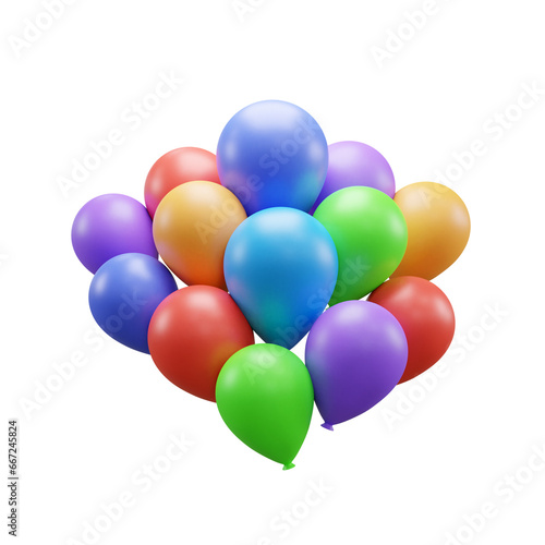 Party balloons 3d icon illustration or Celebration party balloons 3d icon or Birthday party balloon 3d icon