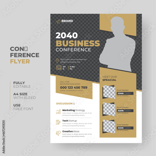 Business conference flyer template or online live webinar and corporate Business flyer, leaflet, poster layout template design (ID: 667245830)