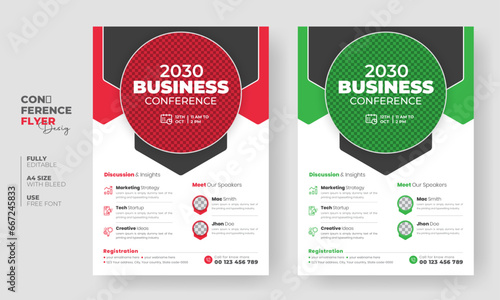 Business conference flyer template or online live webinar and corporate Business flyer, leaflet, poster layout template design (ID: 667245833)