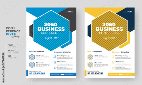 Business conference flyer template or online live webinar and corporate Business flyer, leaflet, poster layout template design (ID: 667245854)