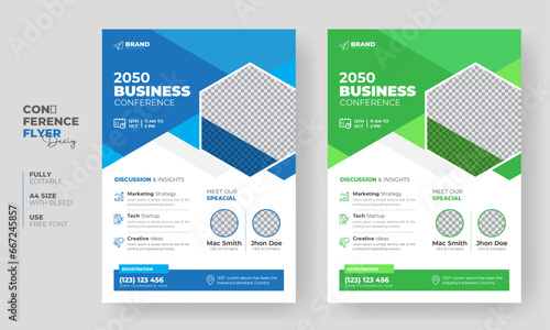 Business conference flyer template or online live webinar and corporate Business flyer, leaflet, poster layout template design (ID: 667245857)