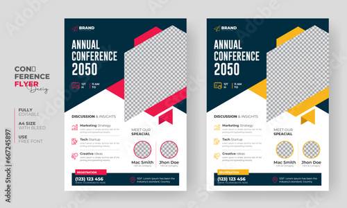Business conference flyer template or online live webinar and corporate Business flyer, leaflet, poster layout, Business  Brochure template design (ID: 667245897)
