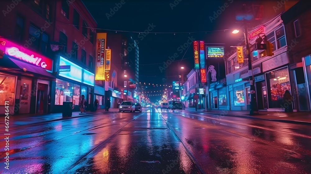 Night view of Chinatown in San Diego, California