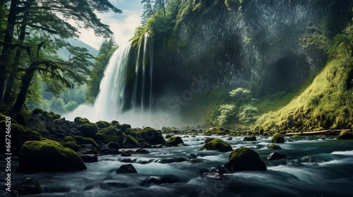 In Oregon's Columbia River Gorge, there is a waterfall. photo
