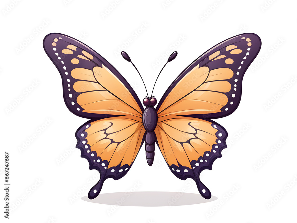 Obraz premium cute butterfly cartoon style animal illustration