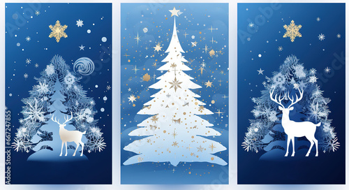 Blue winter christmas postcard. Generative AI © Stanislava