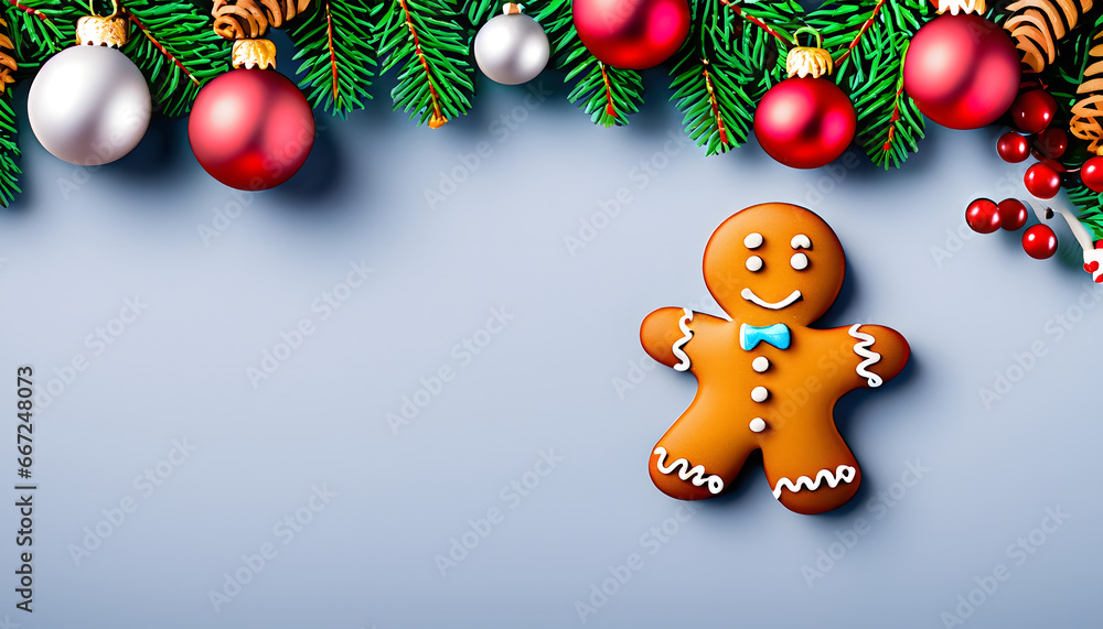 Festive Gingerbread Delight: Cheery Decorations with Copy Space Festive Gingerbread Delight: Cheery Decorations with Copy Space