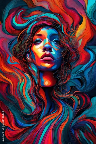 A digital painting that captures the fluidity of identity  with shifting  morphing forms and a vibrant  shifting color palette.