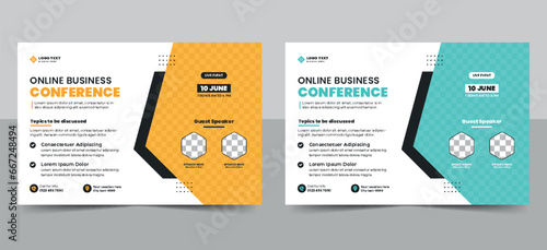 Corporate online webinar conference flyer template business event banner layout