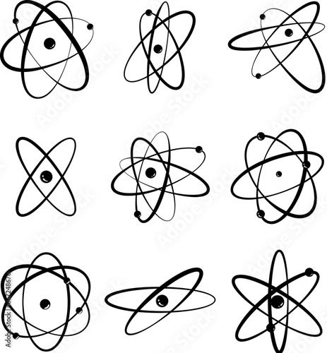 atom orbit set cartoon. technology sphere, molecular nuclear, electron scientific atom orbit sign. isolated symbol vector illustration
