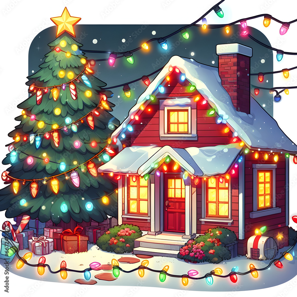 christmas tree and house christmas tree and house