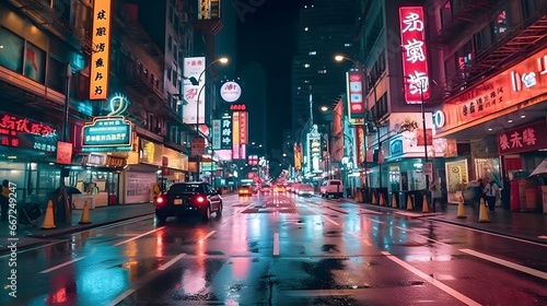 Panorama of traffic in the city at night