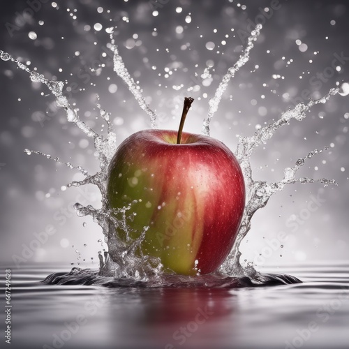 Red apple and a splash of water