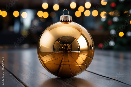 Christmas golden ball. Generative Ai.