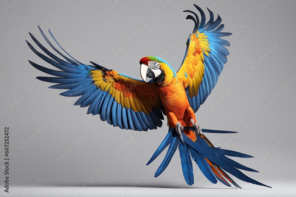 Fototapeta premium Beautiful yellow and blue macaw parrot