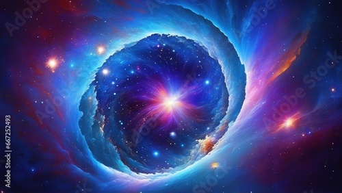 Big Bang. Gas cloud nebula. Concept art. Cosmic art. Galactic art. 4K - 8K - 12K TV. Generative AI.