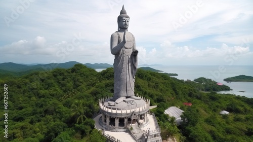  Vasavana Kuvera giant statue for thai people at Wat Phang Muang templehoto of Islands of Phang Nga Bay in Thailand photo