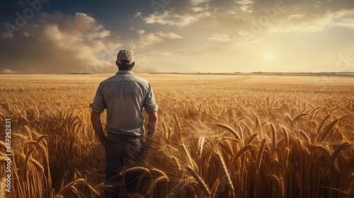 Man looking at his wheat field © Eomer2010