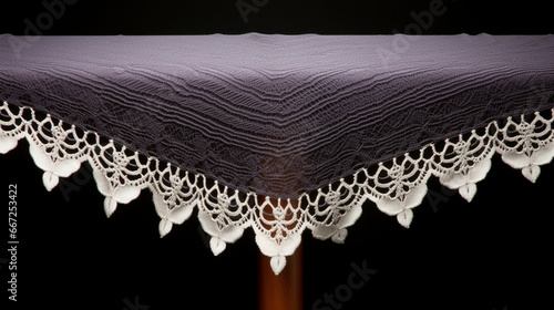 Elegant shawl: An evening event featuring a hand-knitted lace shawl as an exquisite accessory, adding sophistication to the attire