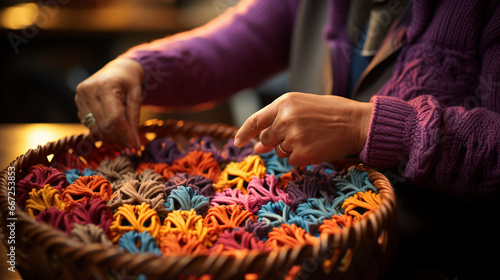 Artisan craftsmanship: An artisan working on a hand-knitted masterpiece, showcasing the craftsmanship behind the art