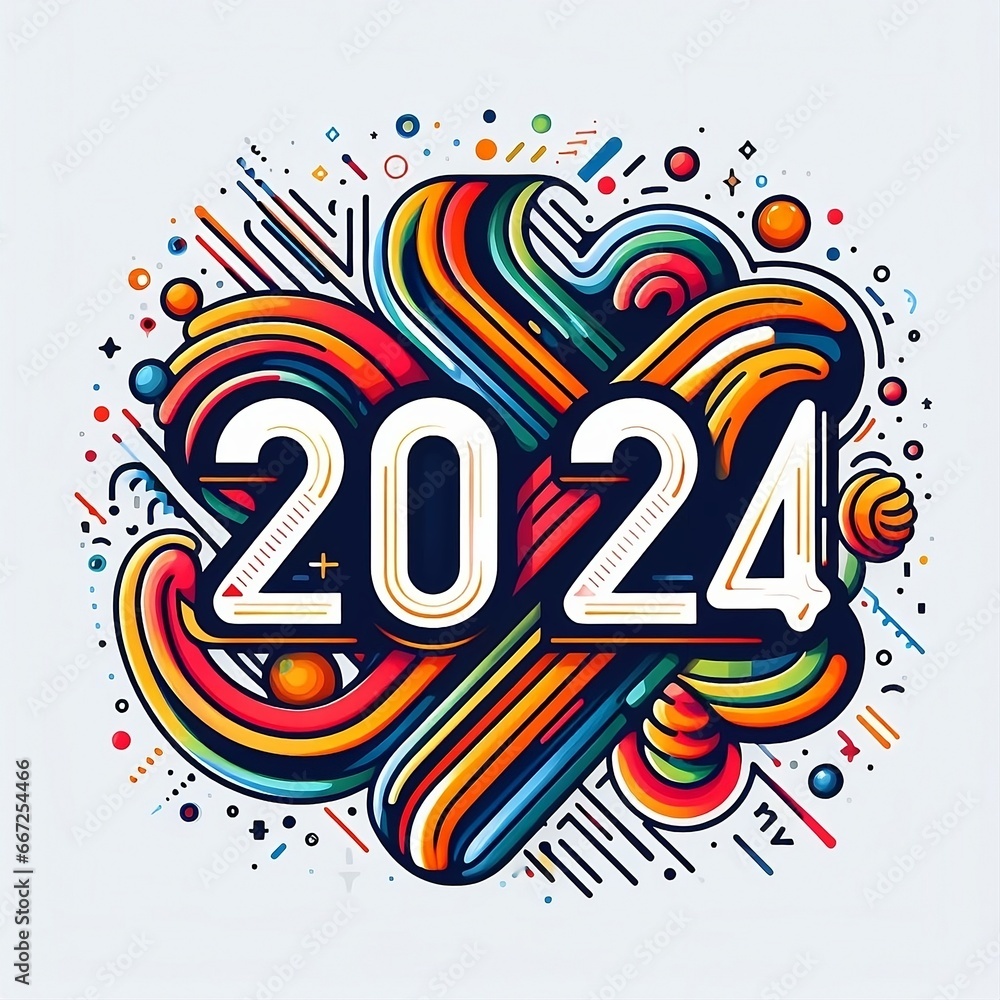 Retro classic number 2024, For the celebration of happy new year 2024. Premium design illustration for banners, posters and greetings for happy new year 2024 created with generative ai