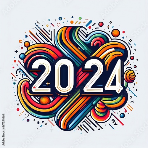 Retro classic number 2024  For the celebration of happy new year 2024. Premium design illustration for banners  posters and greetings for happy new year 2024 created with generative ai