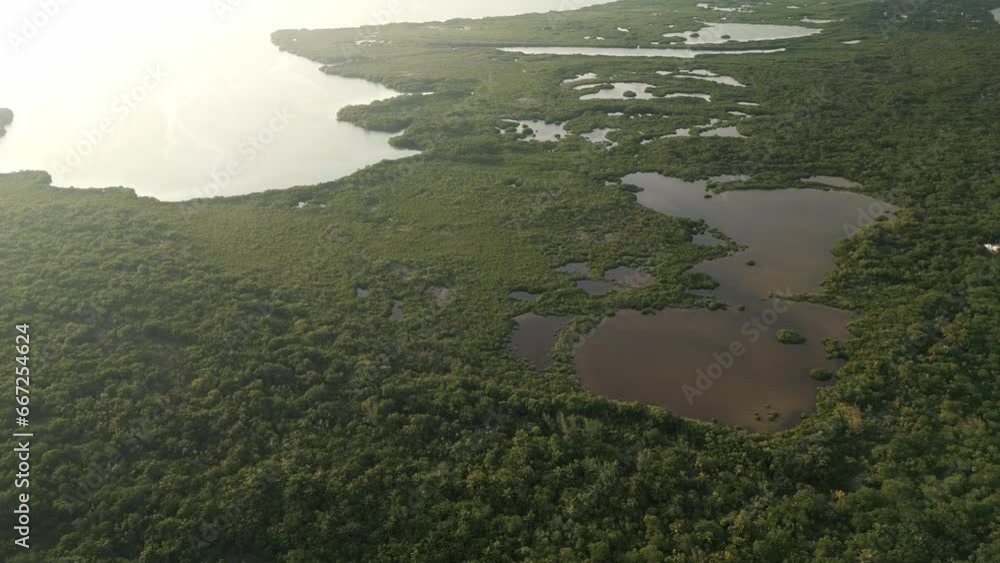 Aerial of Sian Ka'an natural biosphere reserve park Tulum Mexico Caribbean Sea Aerial of Sian Ka'an natural biosphere reserve park Tulum Mexico Caribbean Sea