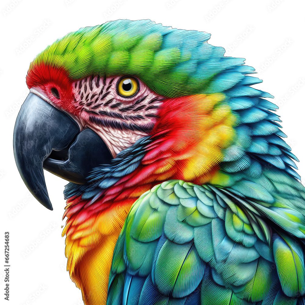 Fototapeta premium Graceful Flying Parrot Illustration, GENERATIVE AI