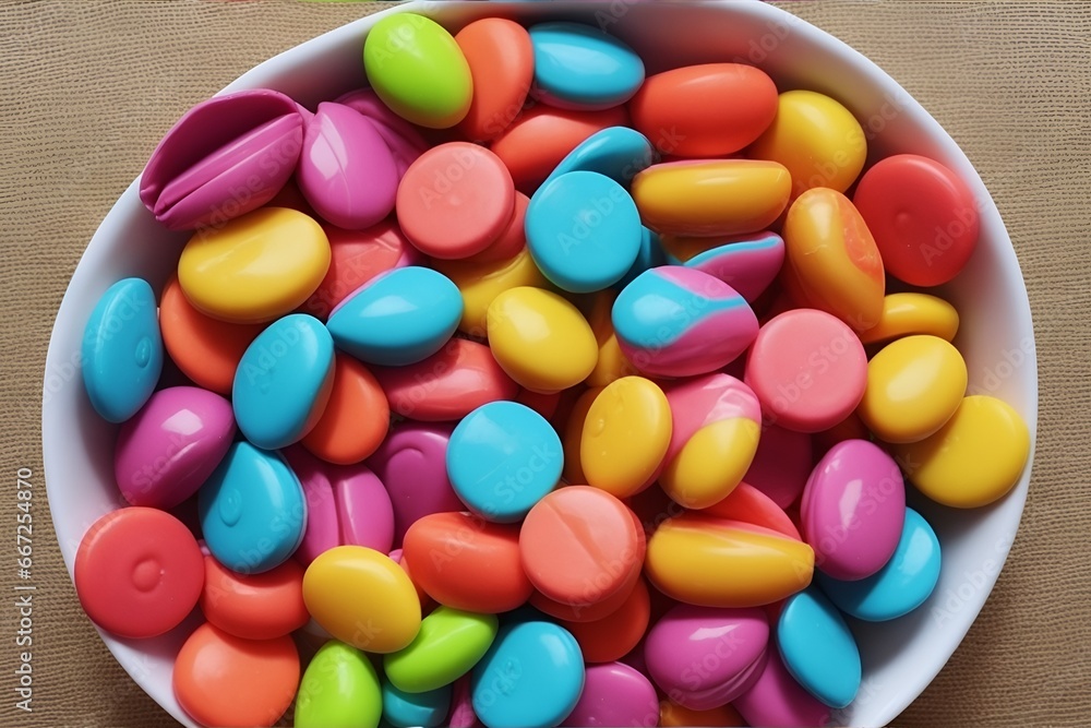 Close-up of Sweets multi colored candies on a dark color background. Close-up of Sweets multi colored candies on a dark color background.