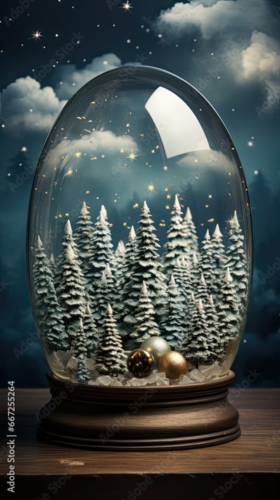 Snow Globe - Christmas Magic Ball. Christmas snow globe. Generative AI Snow Globe - Christmas Magic Ball. Christmas snow globe. Generative AI