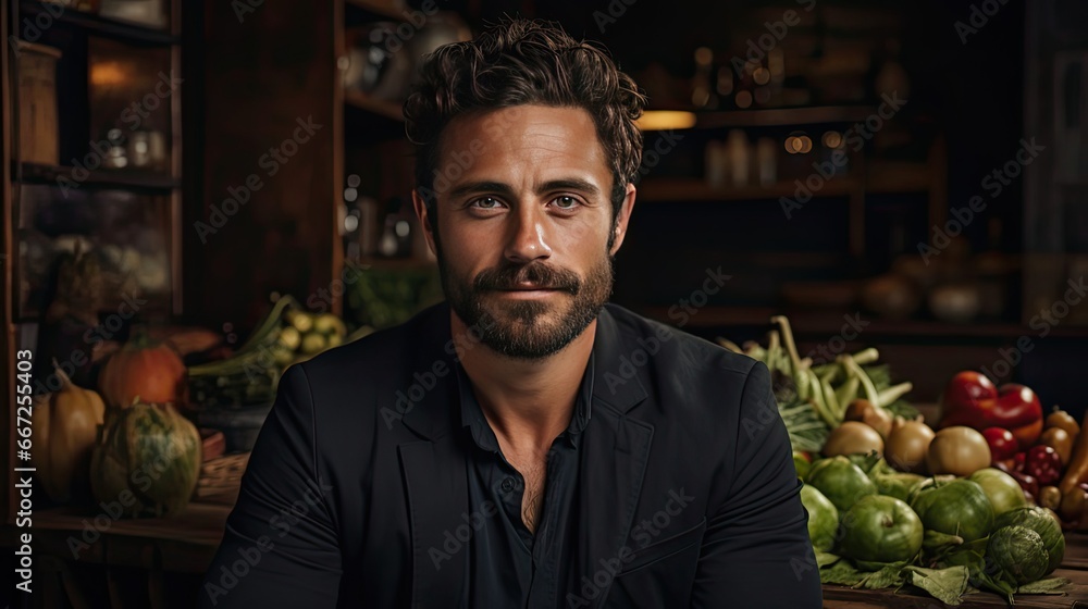 Handsome mid adult man with beard and crossed arms looking at camera. Mature middle eastern man against grey wall and smiling. Man portrait illustration. Generative AI Handsome mid adult man with beard and crossed arms looking at camera. Mature middle eastern man against grey wall and smiling. Man portrait illustration. Generative AI