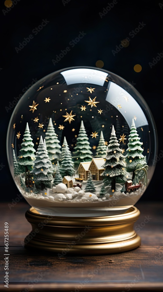 Empty Christmas Snow Globe. Christmas snow globe. Generative AI Empty Christmas Snow Globe. Christmas snow globe. Generative AI