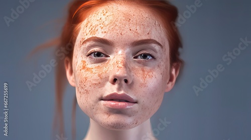 Skin problem. Woman face care. Facial dermatology. Beautiful style illustration. Generative AI photo