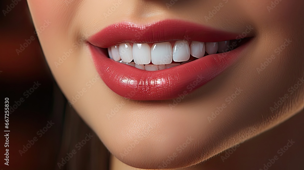 Young woman with healthy gums, closeup. Dental care illustration. Generative AI Young woman with healthy gums, closeup. Dental care illustration. Generative AI