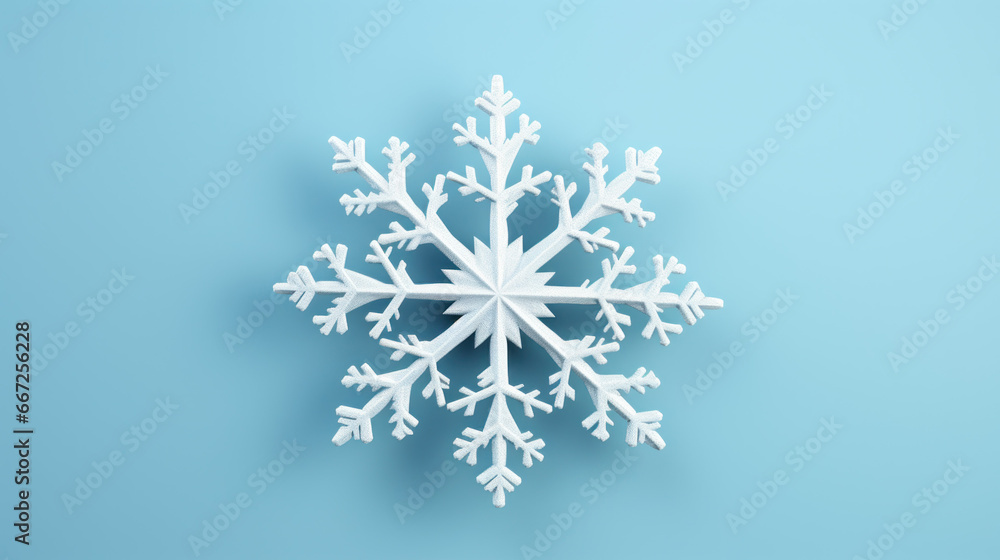 Isolated 3D Snowflake On Light Blue Background Template A Winter Season Symbol. Christmas Holiday Concept. Generative AI Isolated 3D Snowflake On Light Blue Background Template A Winter Season Symbol. Christmas Holiday Concept. Generative AI