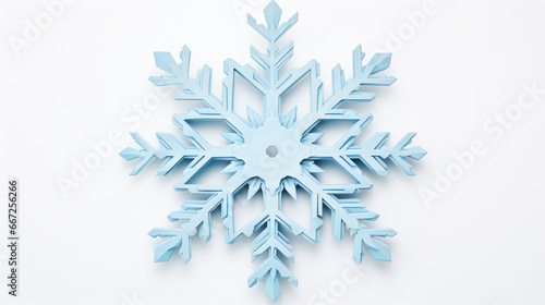Isolated 3D Snowflake On White Background Template A Winter Season Symbol. Christmas Holiday Concept. Generative AI