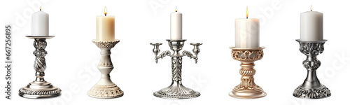 Collection of holder with candle on a transparent background, generative ai