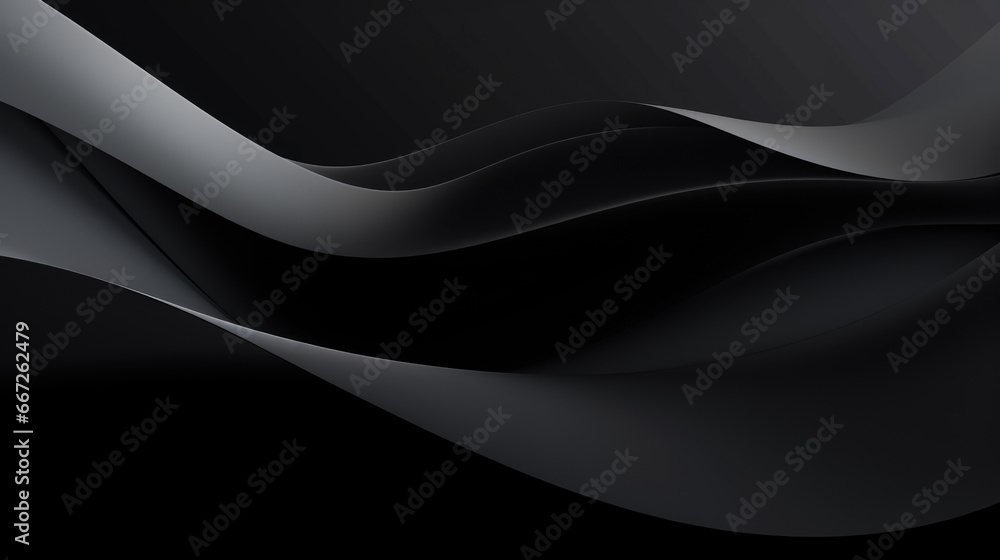 Black waves abstract background design. Black Friday Sale concept. Modern premium wavy texture for banner, business backdrop. Luxurious shiny elegant wave illustration. - obrazy, fototapety, plakaty 