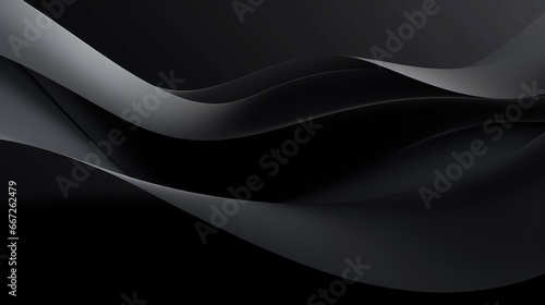 Black waves abstract background design. Black Friday Sale concept. Modern premium wavy texture for banner, business backdrop. Luxurious shiny elegant wave illustration. photo