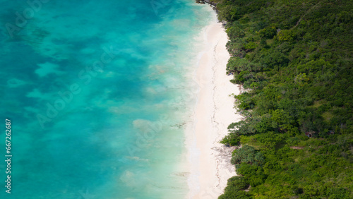 Awesome white sandy beach and turquoise ocean in zanzibar at sunny day, Tanzania